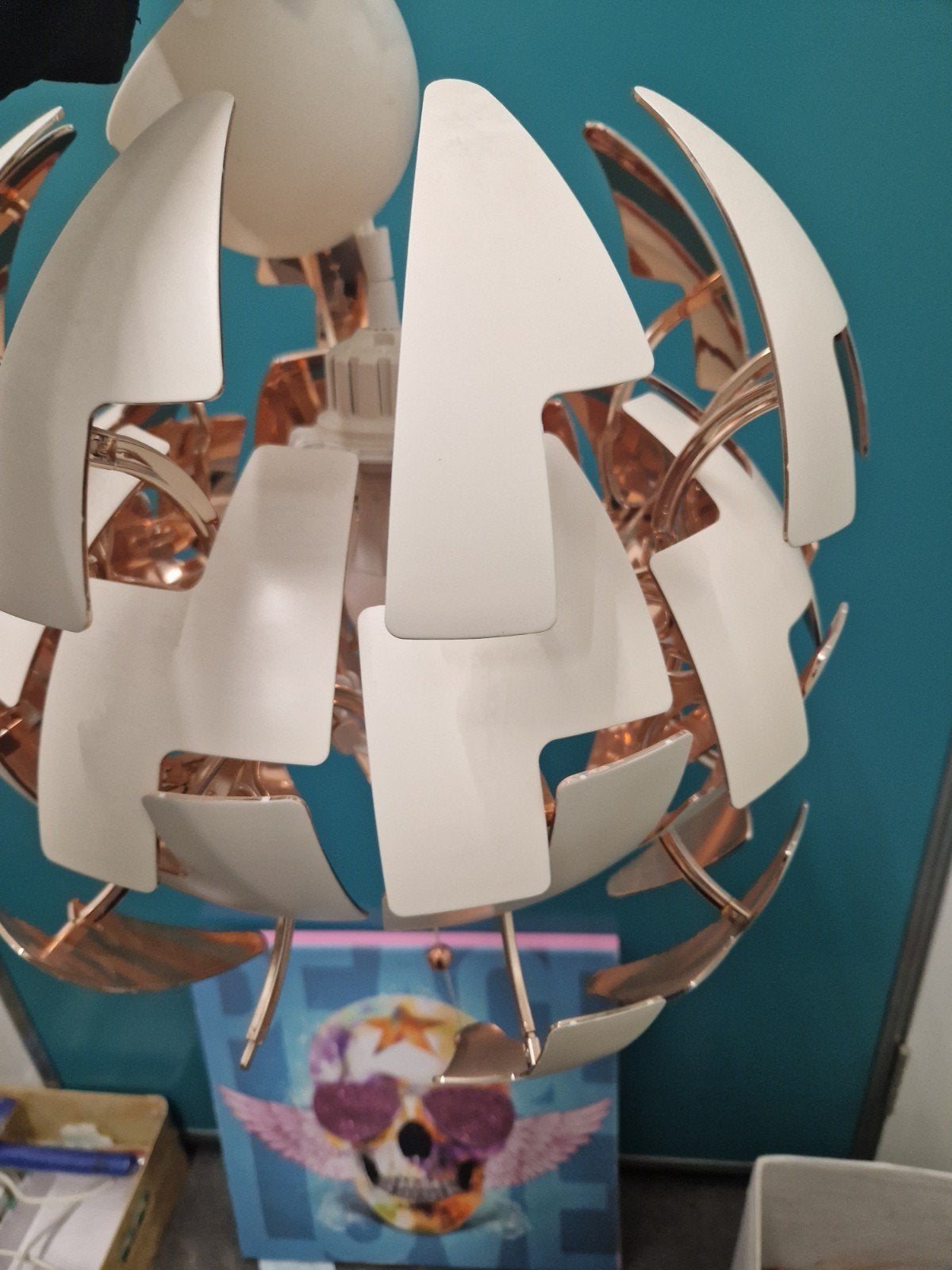 IKEA PS 2014 Hanglamp - Wit/Koper, Ophalen, Kunststof, Modern, Scandinavisch, Design, E27 (groot)