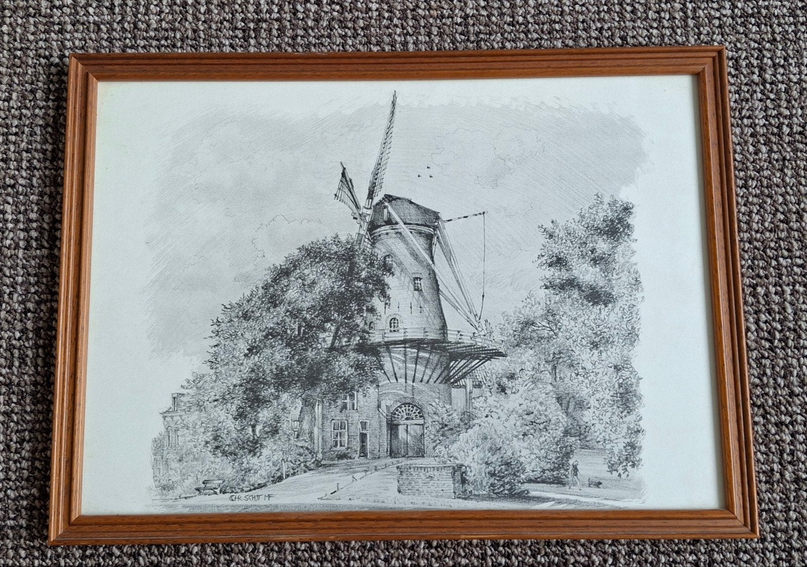 Pentekening Molen De Valk Montfoort - Chris Schut 1975, Ophalen of Verzenden