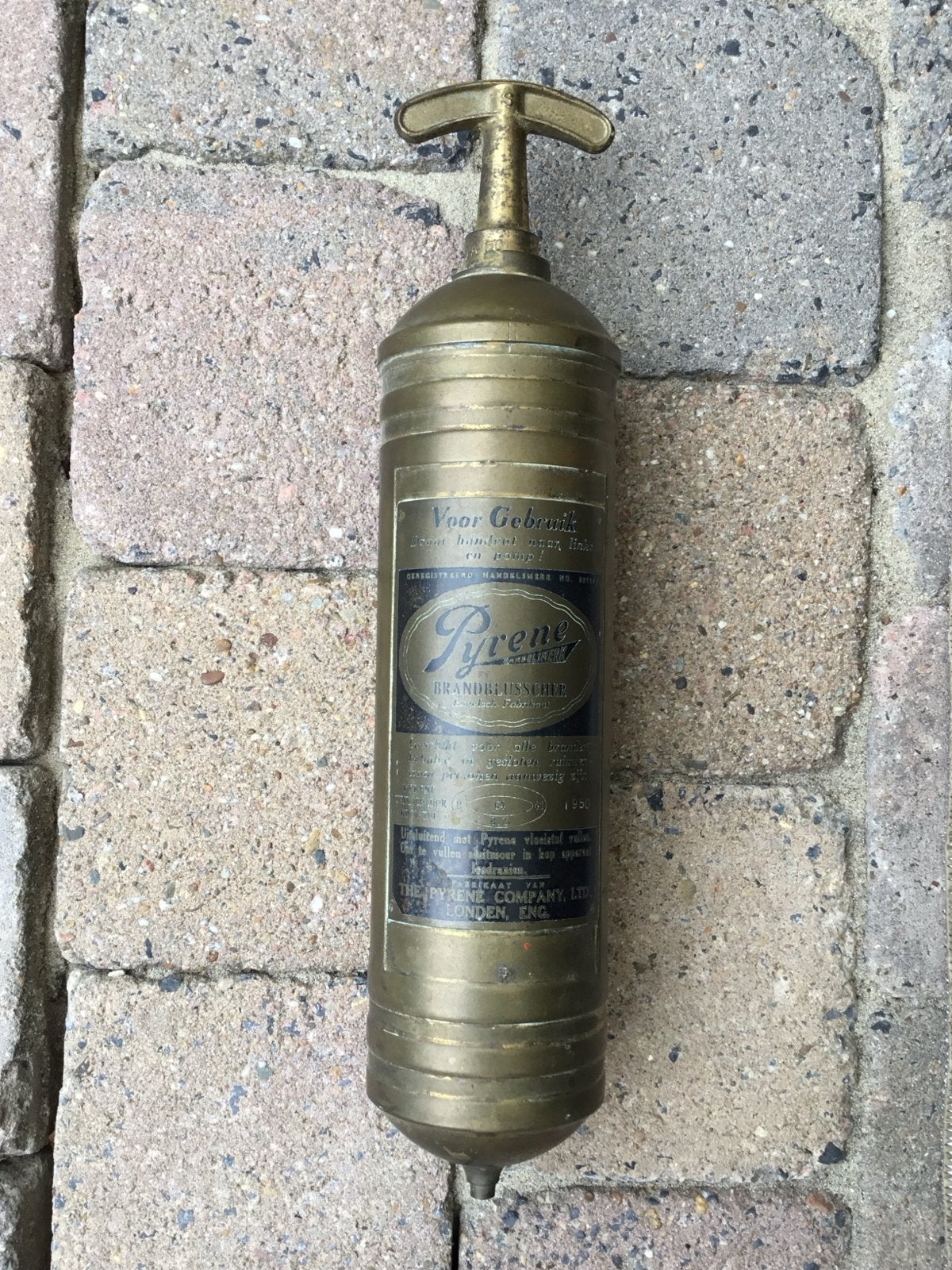Vintage Pyrene brandblusser - koper/messing, Ophalen of Verzenden, Gebruikt, Brandblusser