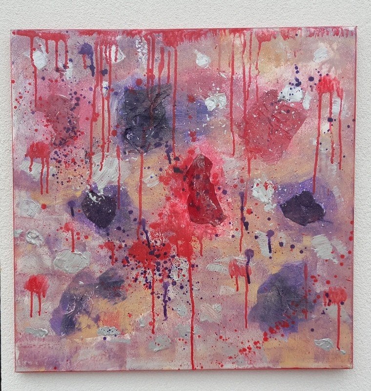 Schilderij 60x60 cm acriel op linnen doek, Ophalen of Verzenden