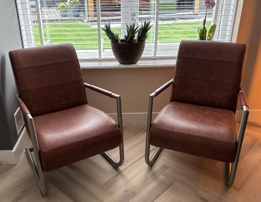 2 x Henders & Hazel Angelica fauteuils, Twee, Bruin, Ophalen of Verzenden, Zo goed als nieuw