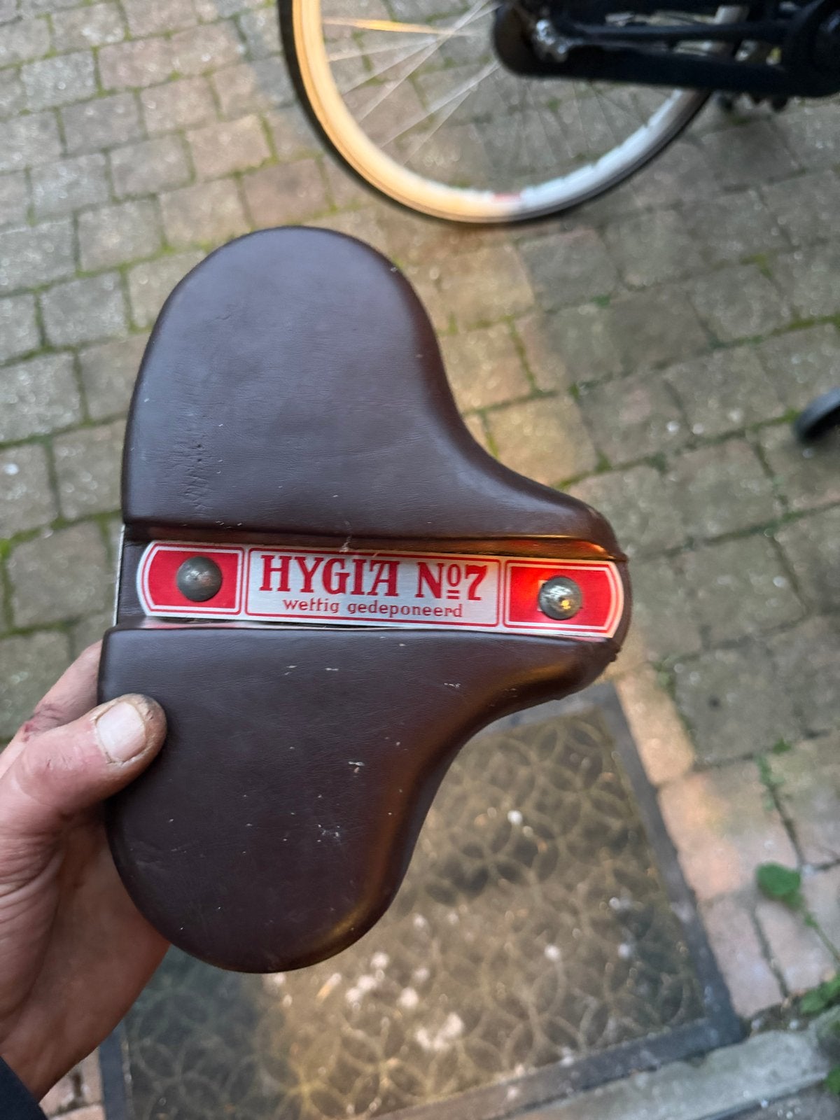 Vintage Hygia No. 7 fietszadel - Klassiek en origineel, Gebruikt, Leer, Ophalen of Verzenden, Zadel