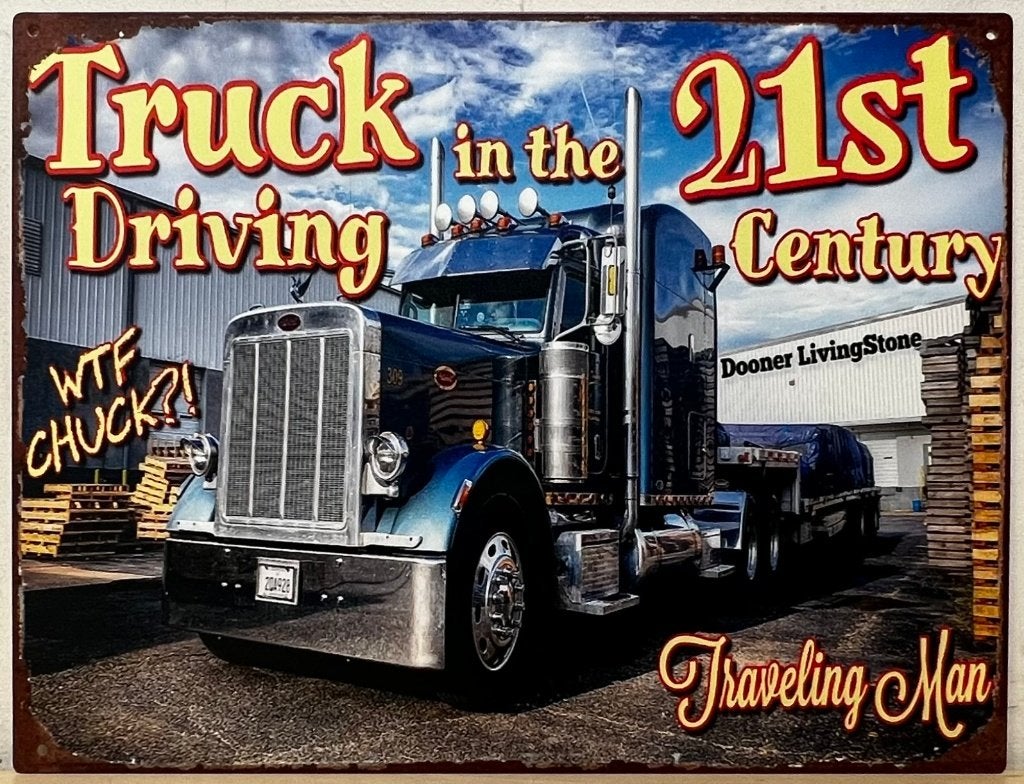 Truck Driving 21 century reclamebord van metaal wandbord, Ophalen of Verzenden, Nieuw, Auto's