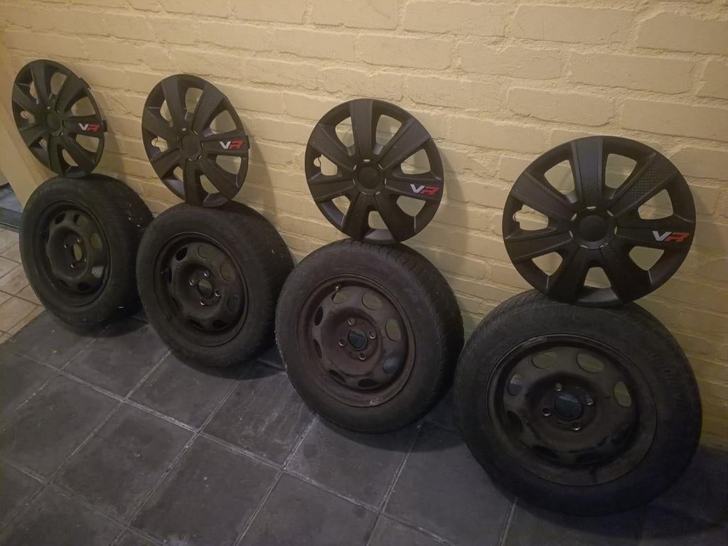 13 inch stalen velgen, 4x100, incl. wieldoppen., Auto-onderdelen, Ophalen