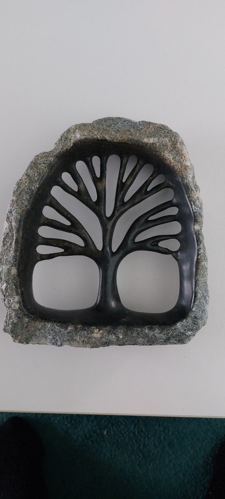 Steen Sculptuur 'Levensboom', Ophalen of Verzenden, Handgemaakt, 20 - 50 cm, Beeld
