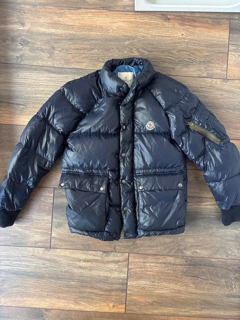 Moncler Navy Martineau Down Jacket - Donkerblauw, Maat 0, Ophalen of Verzenden, Zo goed als nieuw, Maat 46 (S) of kleiner, Blauw