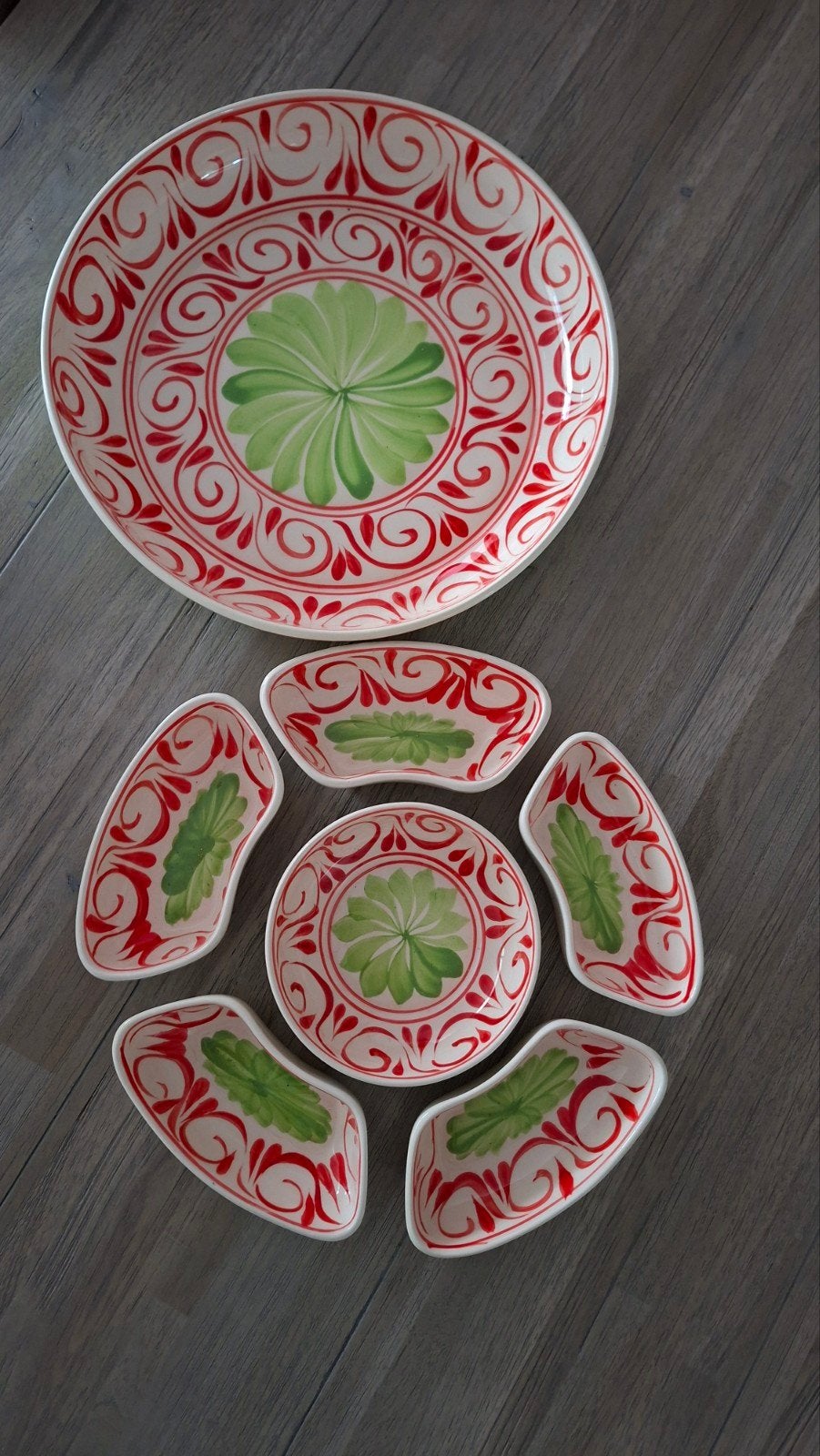 Mooie set handbeschilderde schalen, zo goed als nieuw, Handbeschilderd, Porselein of Keramiek, Schaal, Rond