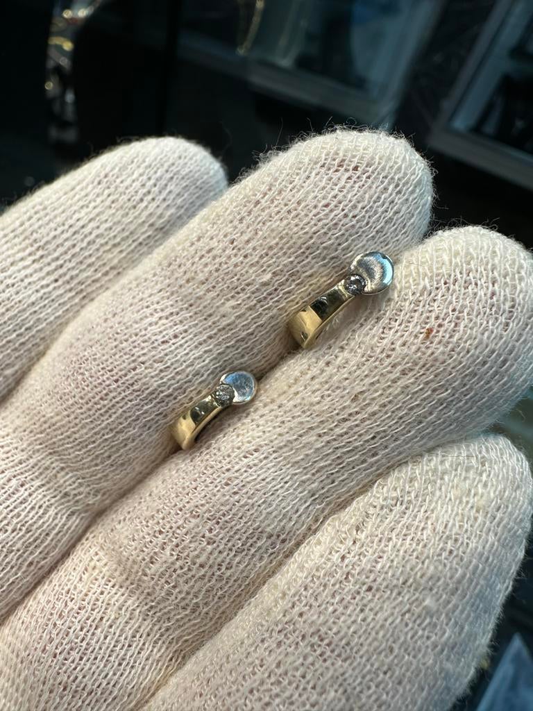 14k Gouden Oorbellen met Briljanten, Sieraden, Tassen en Uiterlijk, Oorbellen, Hangers, Ophalen of Verzenden, Zo goed als nieuw