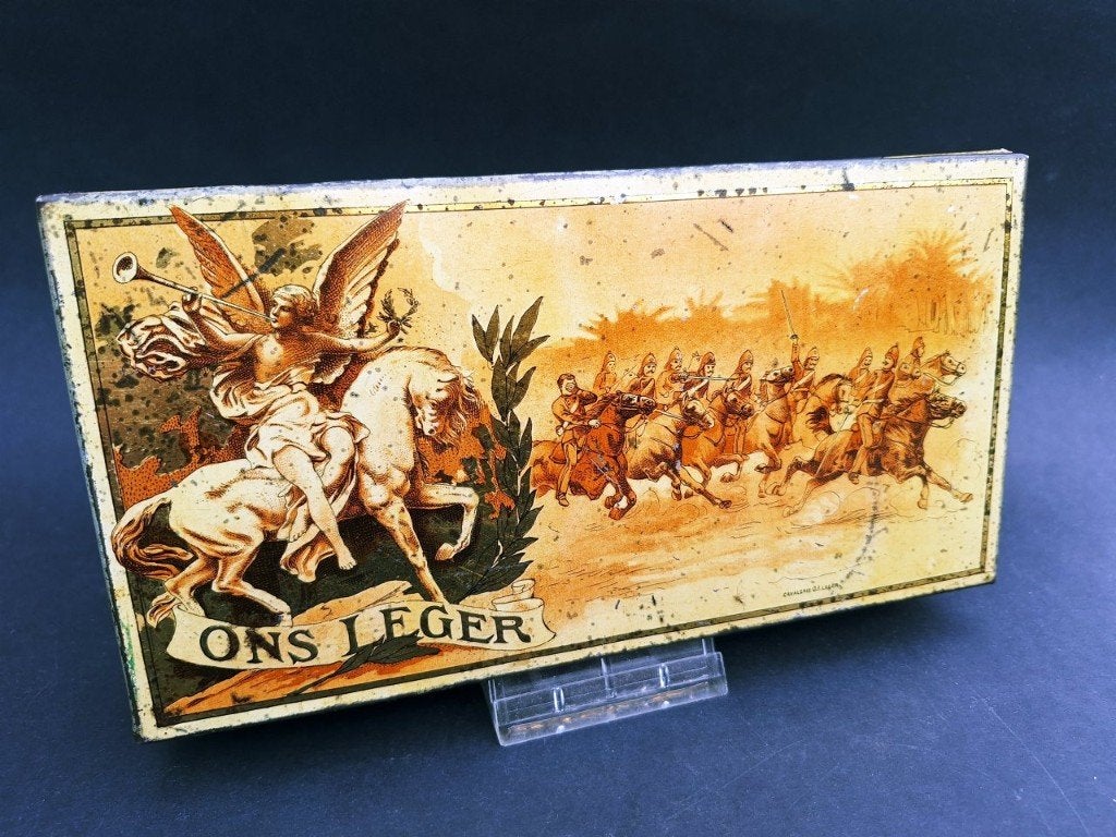 Antiek sigarenblik KNIL circa 1897-1900, 'ONS LEGER", Verzenden, Overige soorten, Nederland, Overige typen