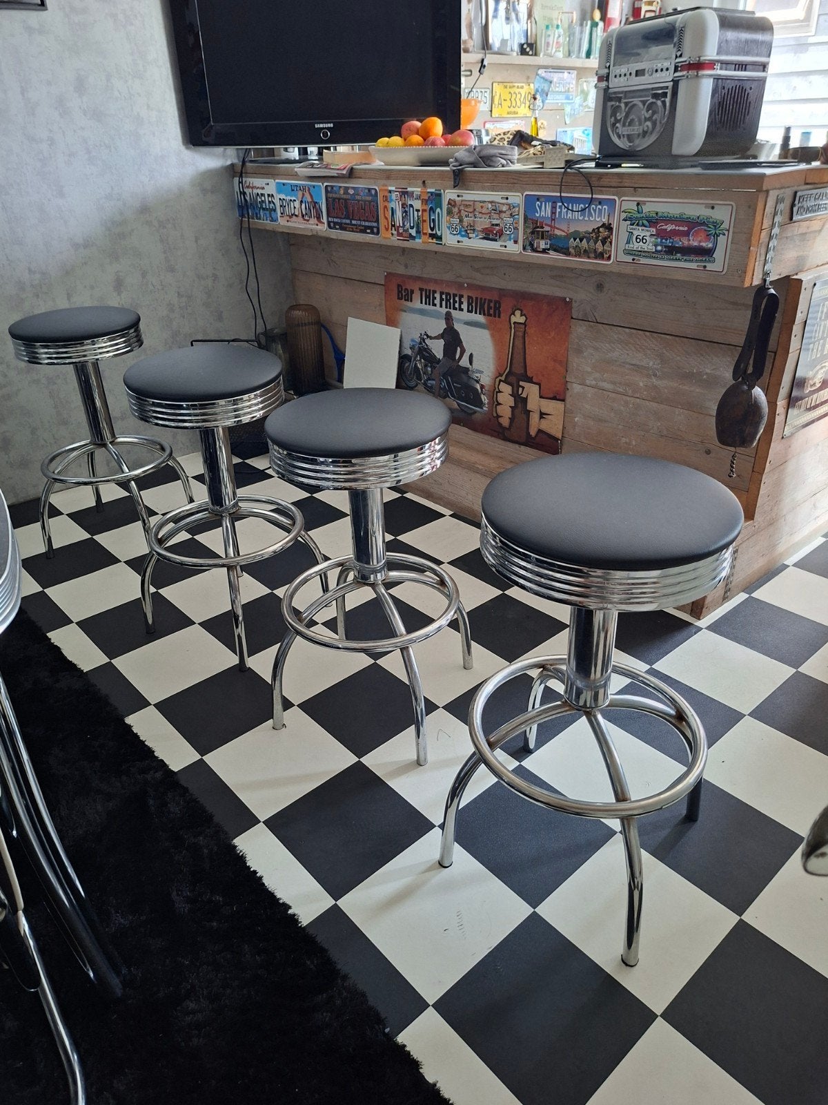 4 Bel Air barkrukken Zwart met chroom, Ophalen of Verzenden