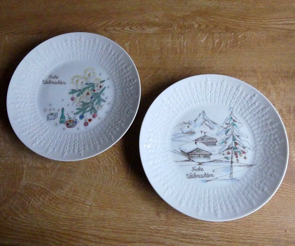Vintage Kerstborden dinerborden Kerst Hutschenreuther Selb, Gebruikt, Ophalen of Verzenden, Bord(en), Overige stijlen