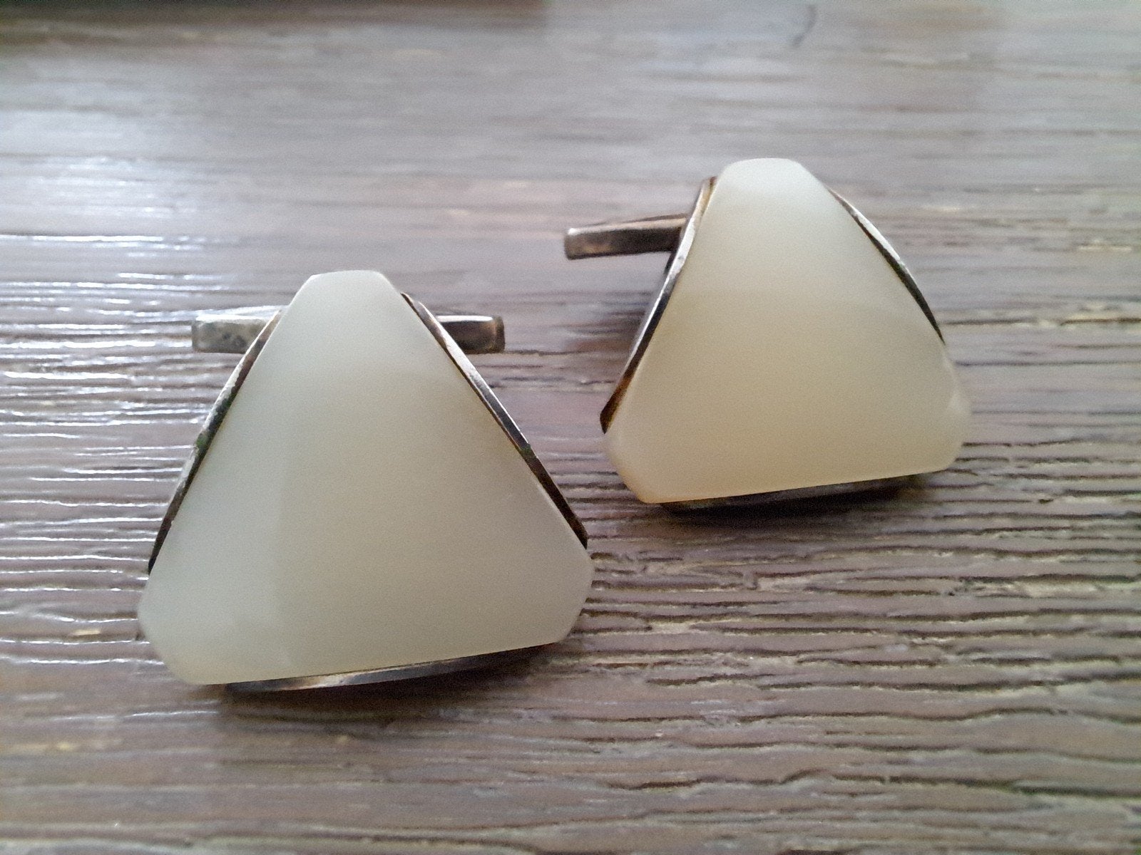 Vintage Manchetknopen met Parelmoer-look, Ophalen of Verzenden, Gebruikt, Overige materialen