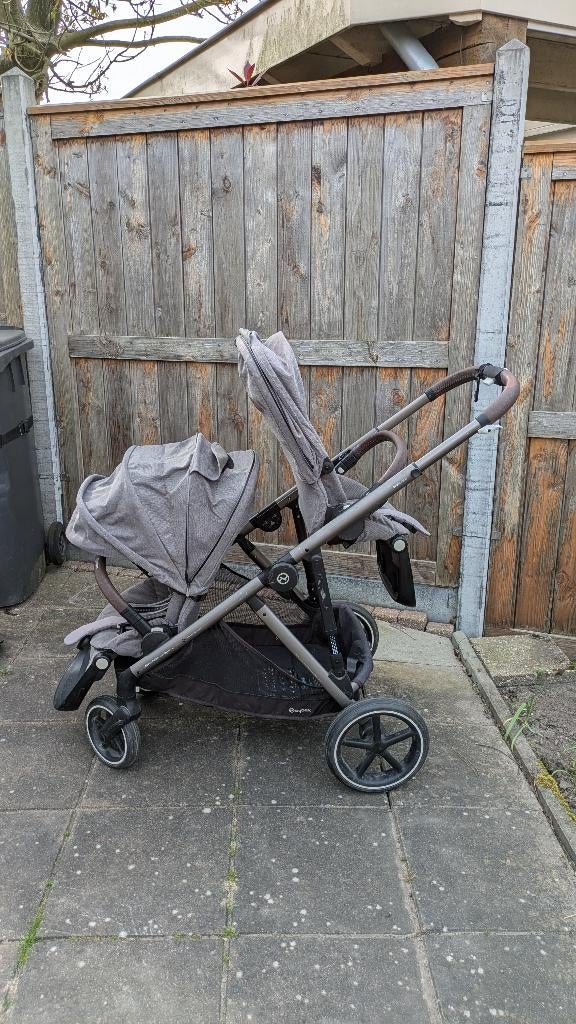 Kinderwagen duo Cybex Gazelle S 2 zitjes en maandje, Kinderen en Baby's, Kinderwagens en Combinaties, Gebruikt, Verstelbare duwstang