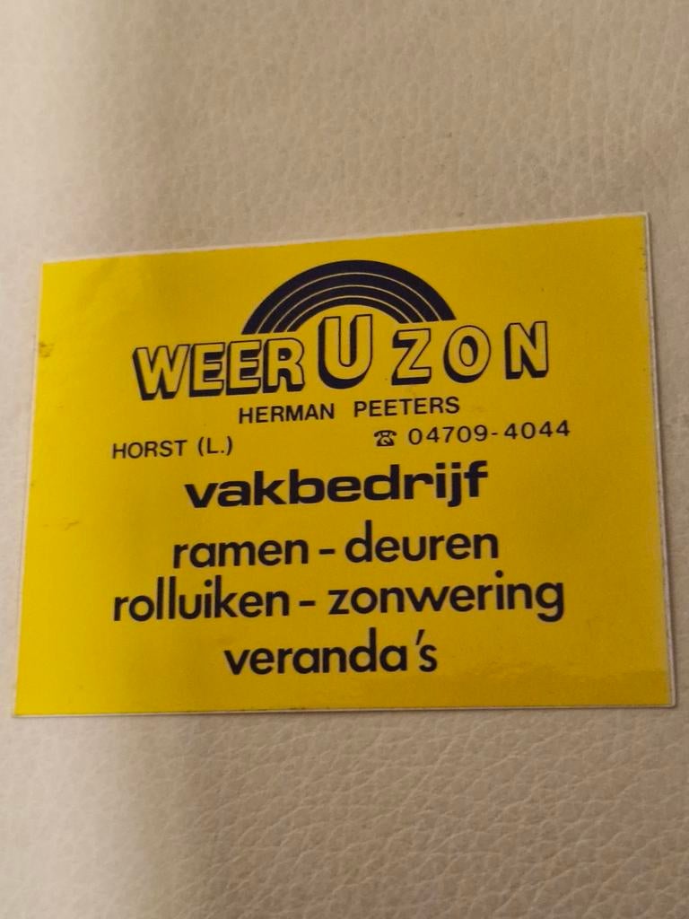 7782 Sticke Rolluiken en Zonwering van Vakbedrijf Weer U Zon, Verzamelen, Stickers, Ophalen of Verzenden, Nieuw
