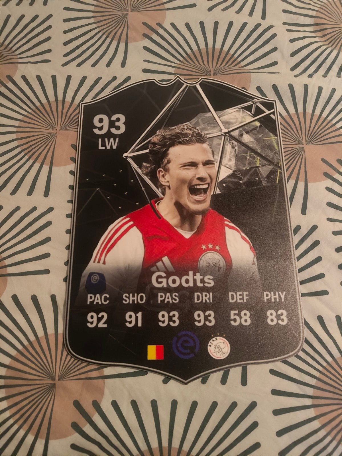 Voetbalkaartje (37cmx25cm) - Mika Godts / Ajax, Hobby en Vrije tijd, Stickers en Plaatjes, Ophalen, Zo goed als nieuw, Plaatje
