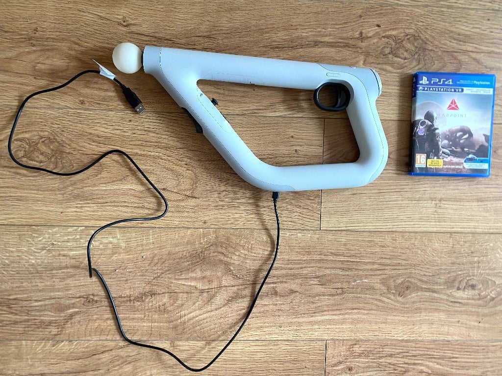 PlayStation VR Aim Controller met Farpoint PS4 Game, Spelcomputers en Games, Ophalen, Zo goed als nieuw, Pistool, PlayStation 4