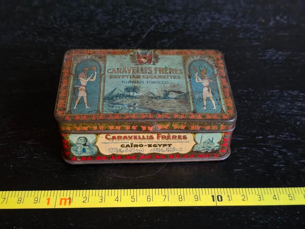 Vintage Caravellis Frères sigarettenblikje Caïro Egypte, Ophalen of Verzenden, Gebruikt, Overige, Overige merken