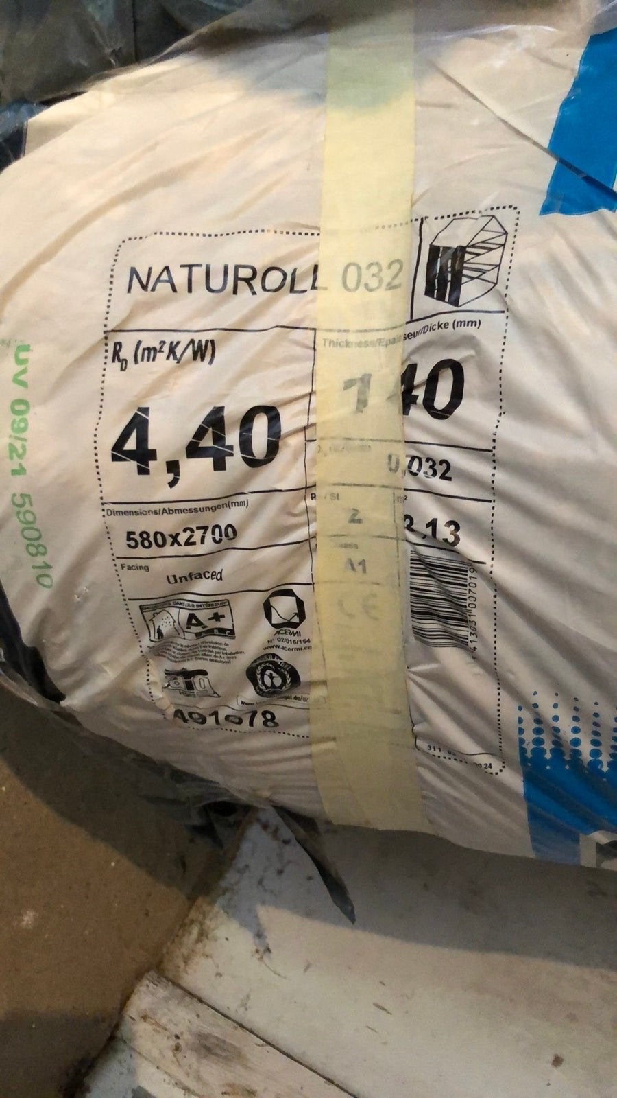 Knauf Naturoll 032 Glaswol isolatie 580x2700mm, Doe-het-zelf en Verbouw, Isolatie en Afdichting, Ophalen, 12 cm of meer, Nieuw