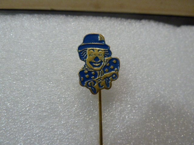 Vintage Clown Speldje - Blauw en Goud, Ophalen of Verzenden, Gebruikt, Figuurtje, Speldje of Pin