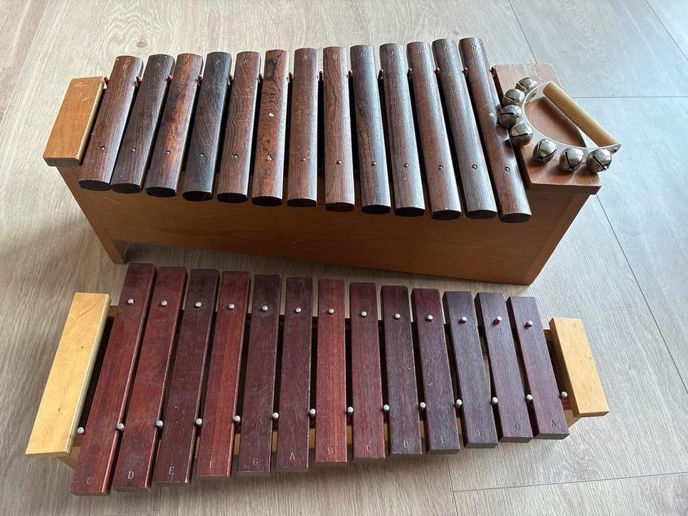 Houten xylofoon met bellenkrans, Muziek en Instrumenten, Ophalen, Gebruikt