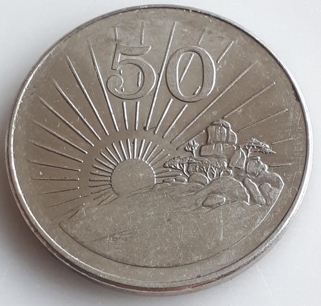 ZIMBABWE :50 CENTS 2001 KM 5, Postzegels en Munten, Munten | Afrika, Ophalen of Verzenden, Zimbabwe, Losse munt