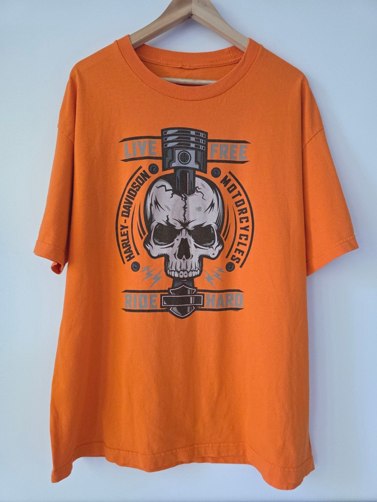 Harley-Davidson skull graphic t-shirt oranje maat XL, Kleding | Heren, T-shirts, Verzenden, Onbekend, Maat 56/58 (XL), Oranje