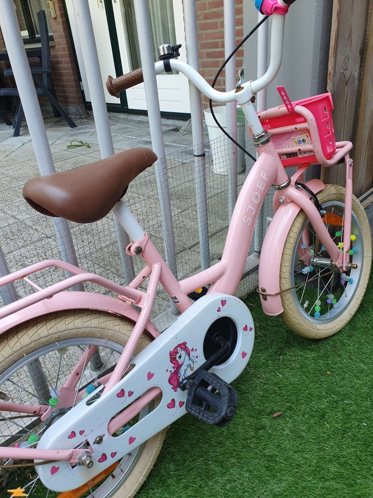 Roze kinderfiets SJOEF 16 inch met mandje, Ophalen