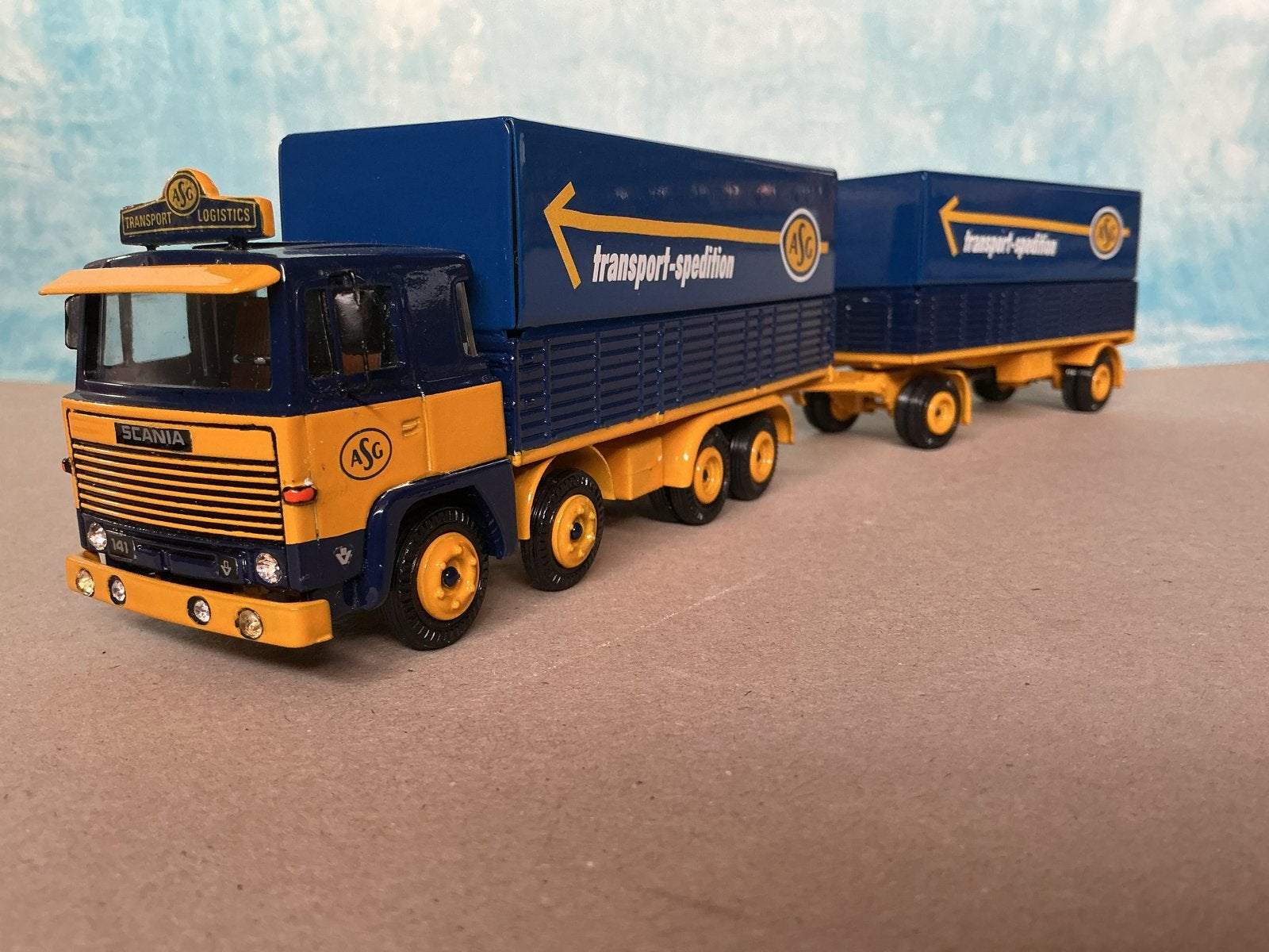 Tekno Scania 141 V8 4-asser ASG Zo goed als nieuw, Ophalen of Verzenden, Zo goed als nieuw, Bus of Vrachtwagen, Tekno