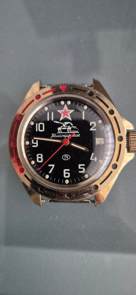 Vostok Komandirskie Tank Commander Mechanisch Horloge, Overige merken, Overige materialen, Polshorloge, Ophalen of Verzenden