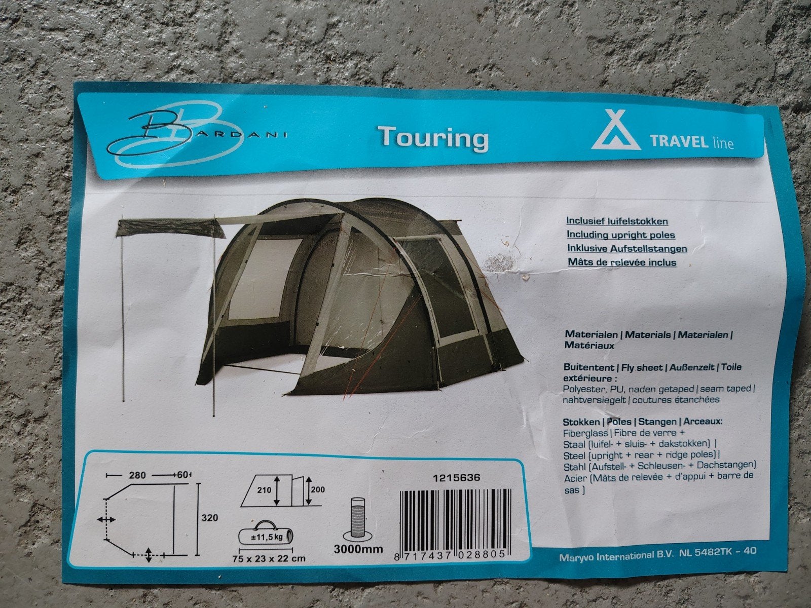 Bardani Touring bustent - aanbouw voor buscamper, Ophalen, Gebruikt, Tot en met 2