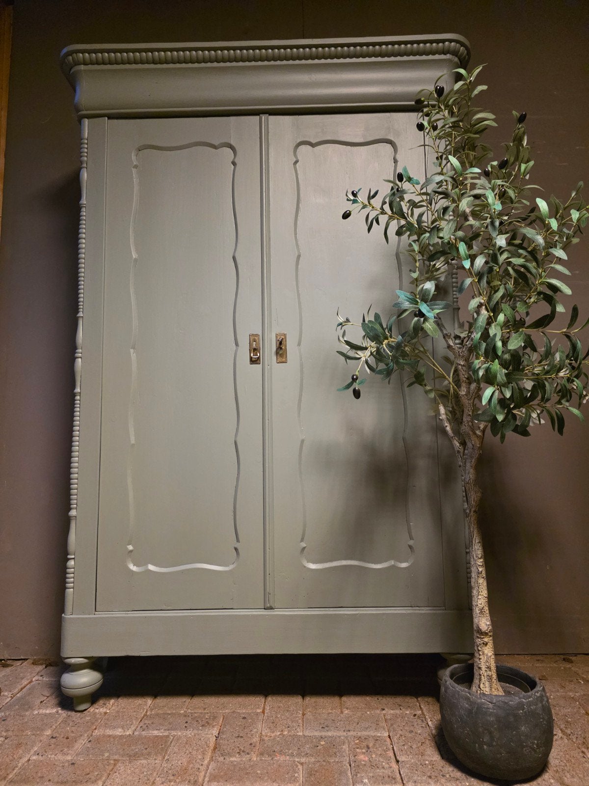 Lichtgroene biedermeier meidenkast kledingkast bez mogelijk, Ophalen of Verzenden, Zo goed als nieuw