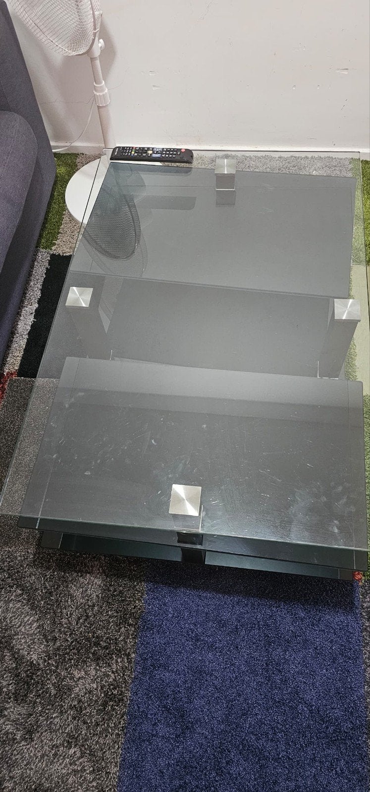 Glazen salontafel met twee lagen, Huis en Inrichting, Tafels | Salontafels, Ophalen of Verzenden