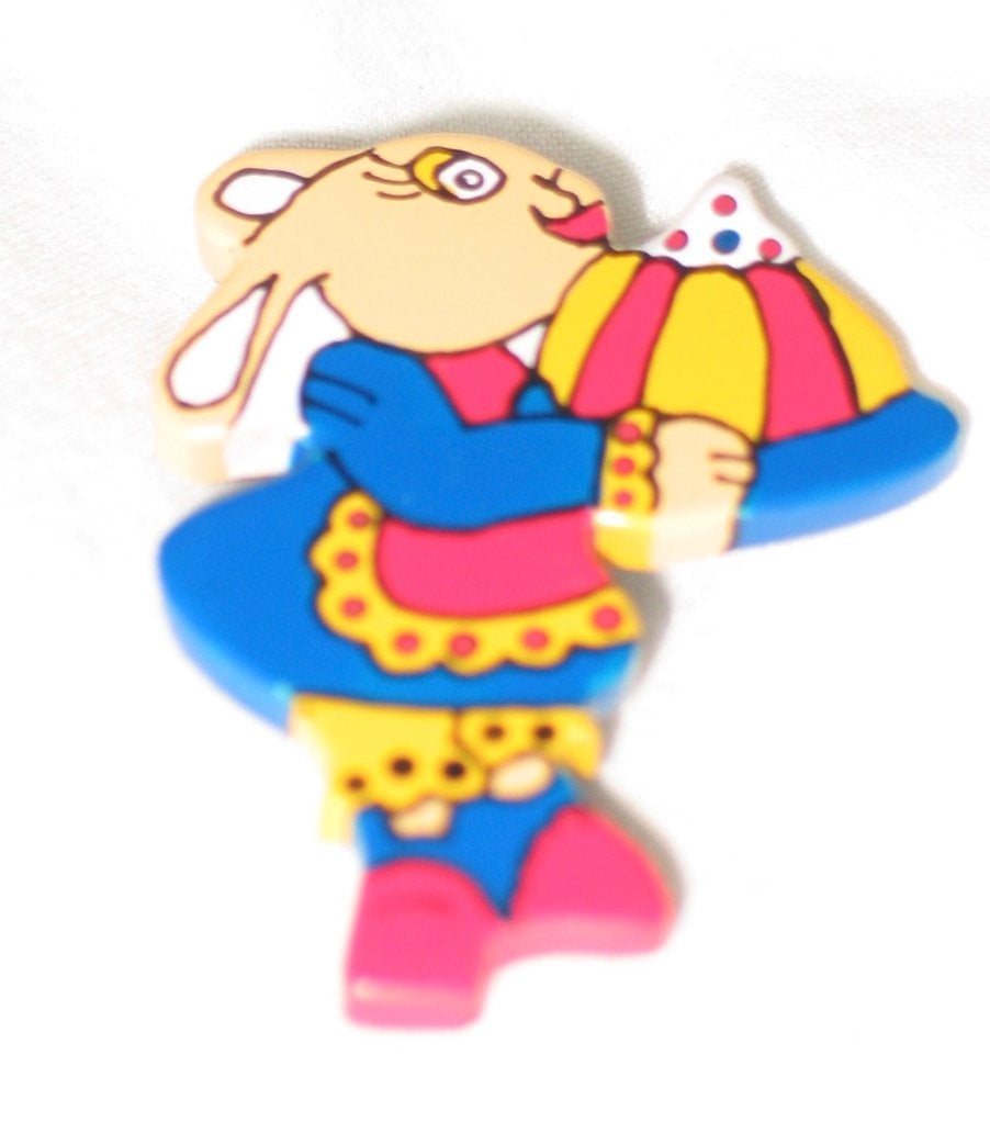 Leuke houten broche / speldje - Konijntje (haasje), Overige materialen, 4 tot 7 cm, Gebruikt, Overige kleuren