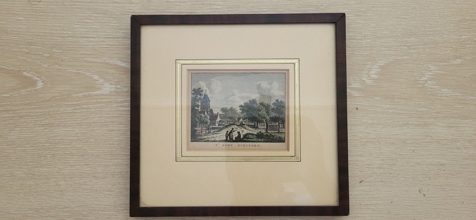 Handgekleurde kopergravure 't Dorp Kimswerd - Jan Bulthuis, Ophalen of Verzenden