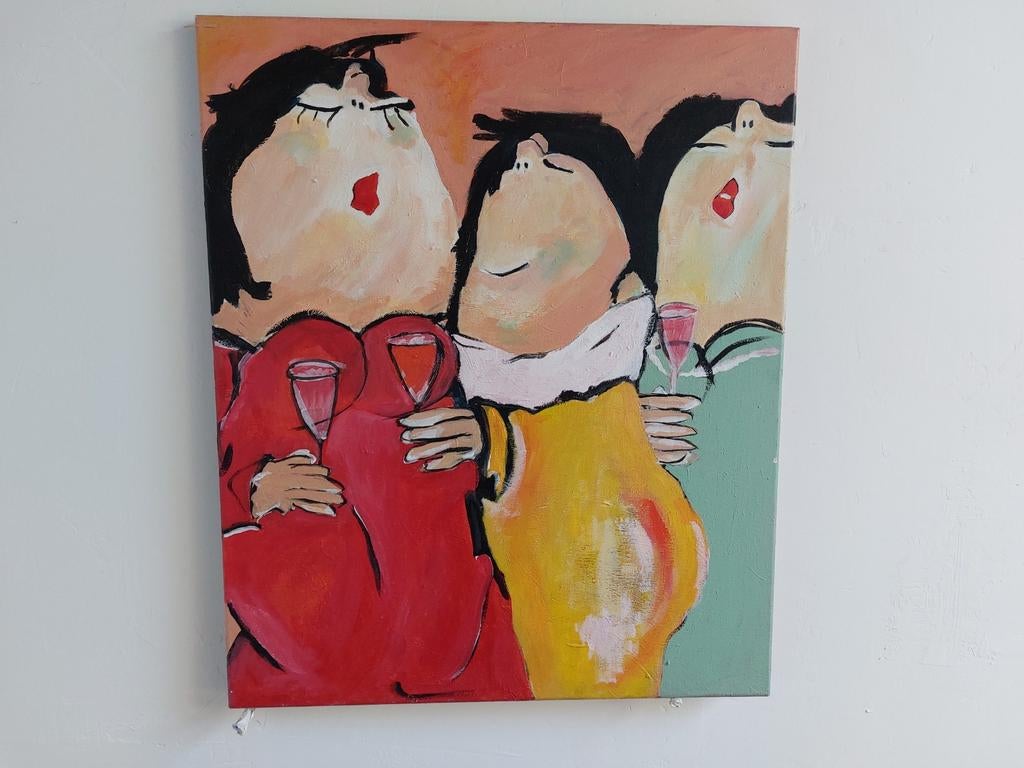 Vrolijke canvas schildering, Antiek en Kunst, Ophalen