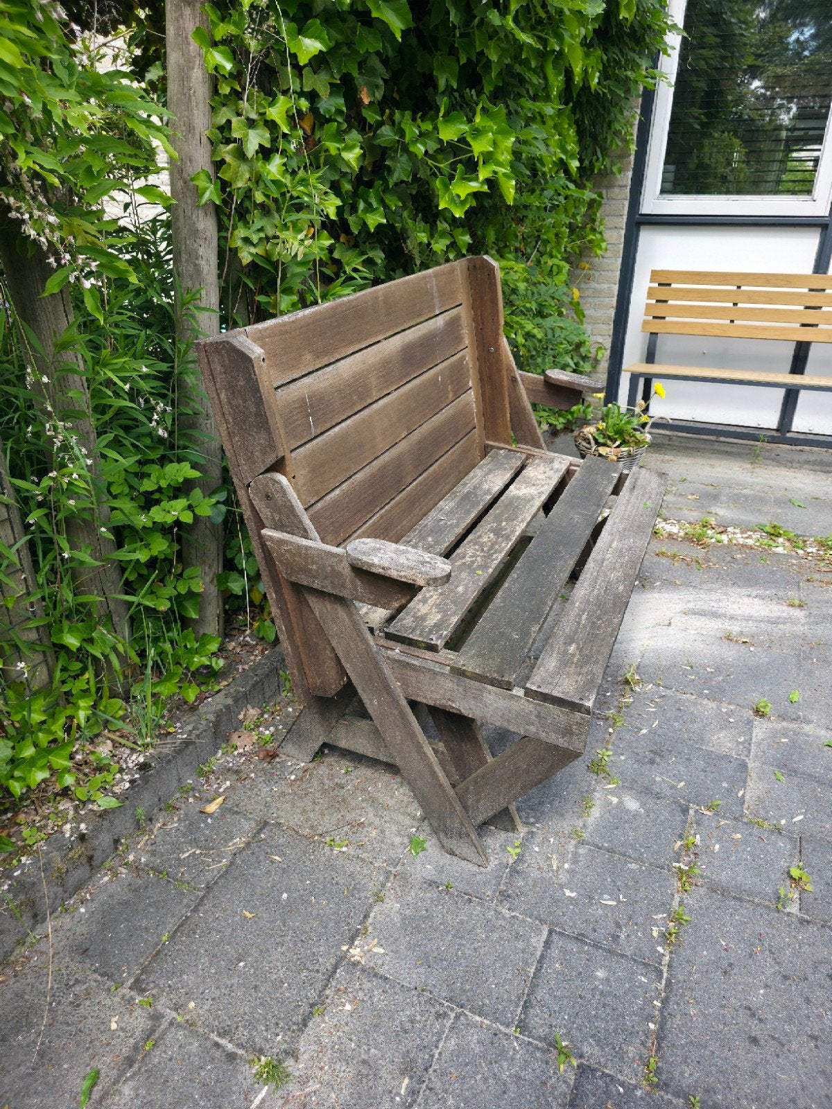 Houten picknicktafel / tuinbank - inklapbaar, Tuin en Terras, Ophalen, Rechthoekig, Hout, Inklapbaar