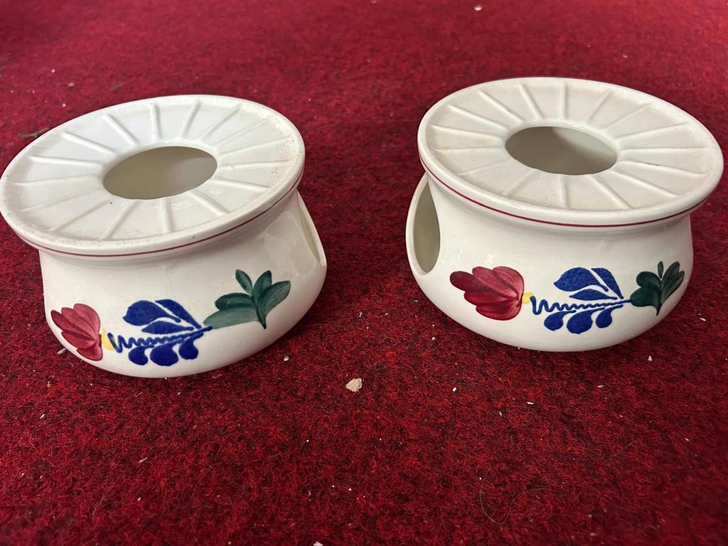 Set van 2 Boch Frères 'Boer en Bont' theelichthouders, Antiek en Kunst, Ophalen