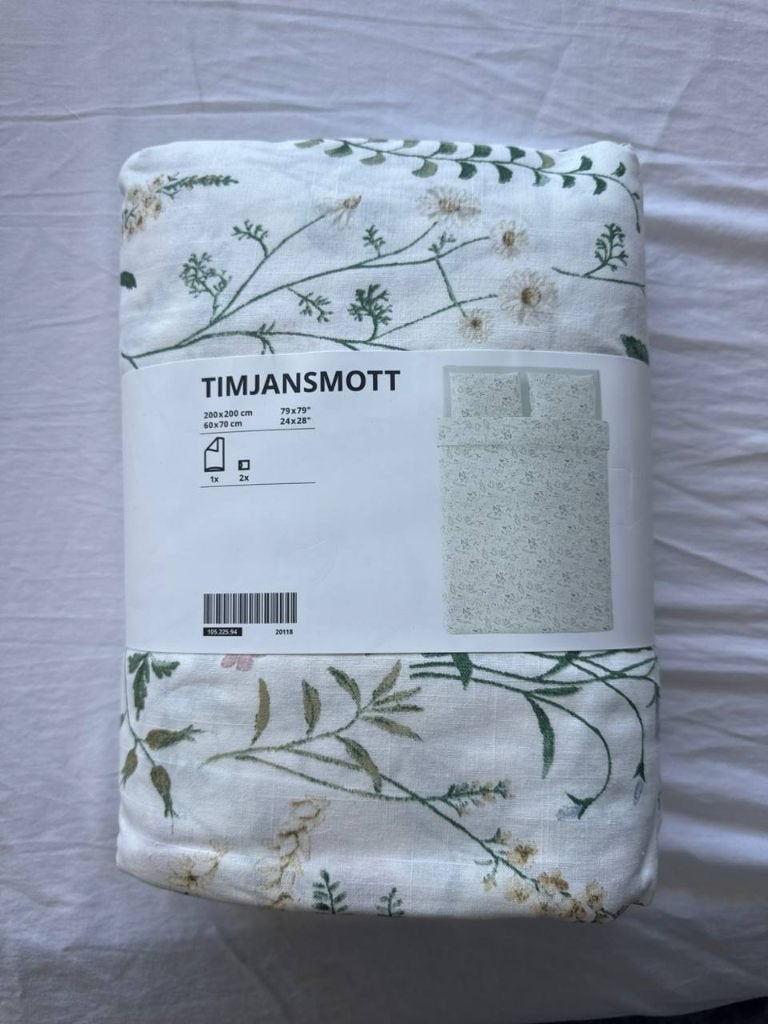 IKEA TIMJANSMOTT dekbedovertrek 200x200 nieuw in doos, Ophalen, Wit, Dekbedovertrek, Katoen