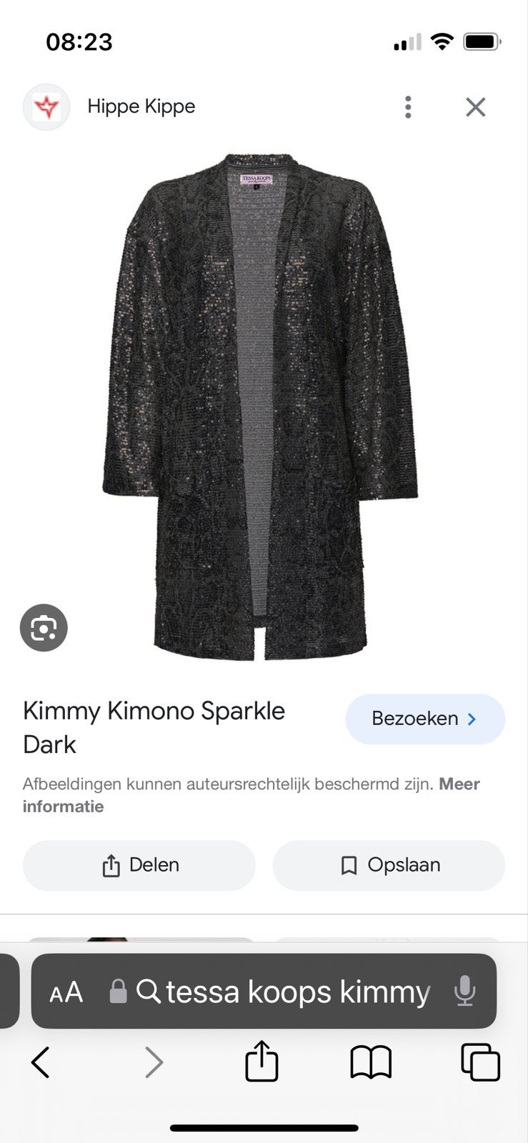 Tessa Koops Kimmy Kimono Sparkle Dark - Maat S, Kleding | Dames, Maat 38/40 (M), Zwart, Ophalen of Verzenden, Zo goed als nieuw