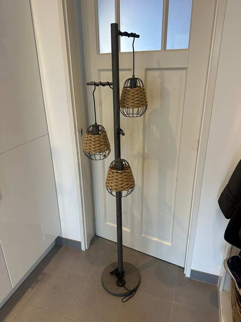 Industriële lampen set, vloerlamp en tafellamp met touw, Ophalen, Zo goed als nieuw, Minder dan 100 cm
