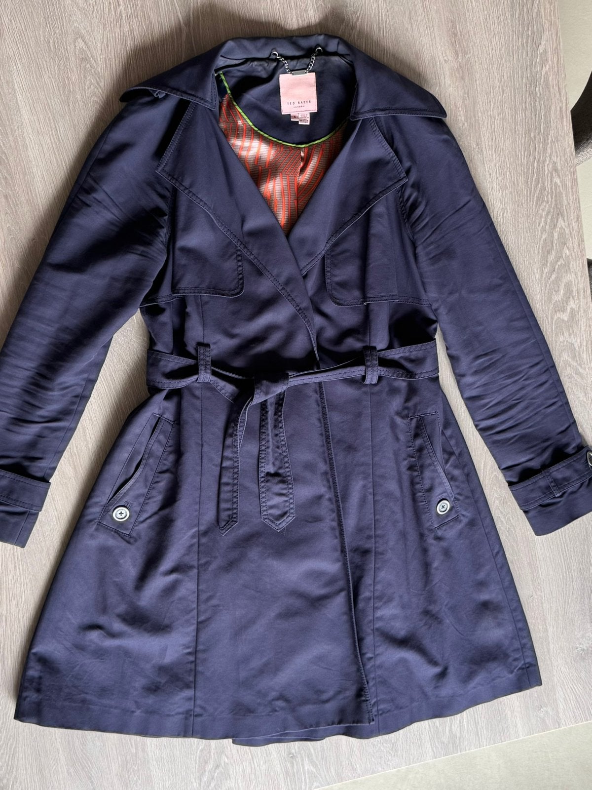 Ted baker trenchcoat / jas , maat 4, blauw, Kleding | Dames, Jassen | Zomer, Ophalen of Verzenden, Zo goed als nieuw, Maat 42/44 (L)