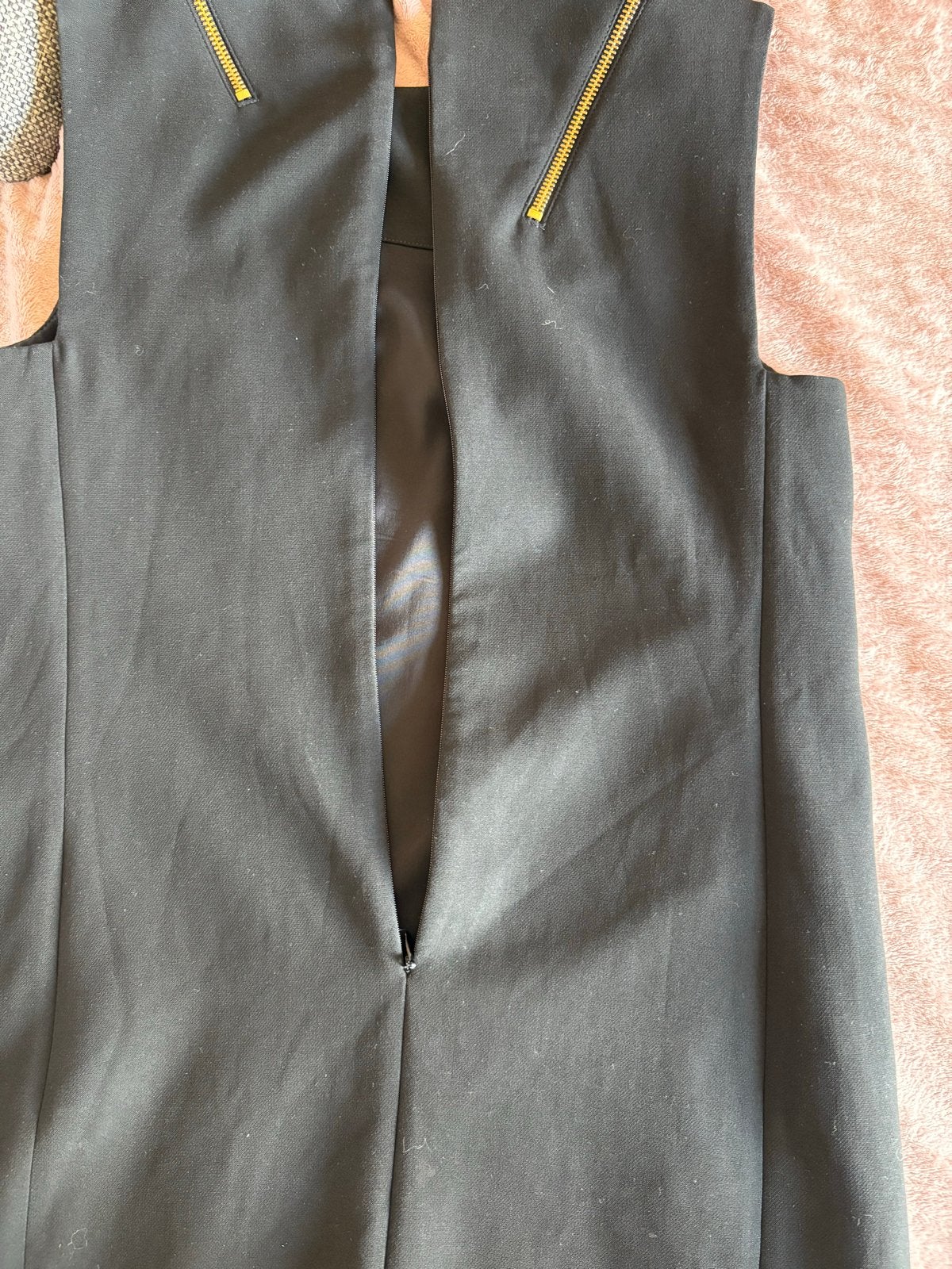 Versace Collection Zwarte Jurk met Gouden Ritsen, Kleding | Dames, Maat 38/40 (M), Zwart, Ophalen of Verzenden, Zo goed als nieuw