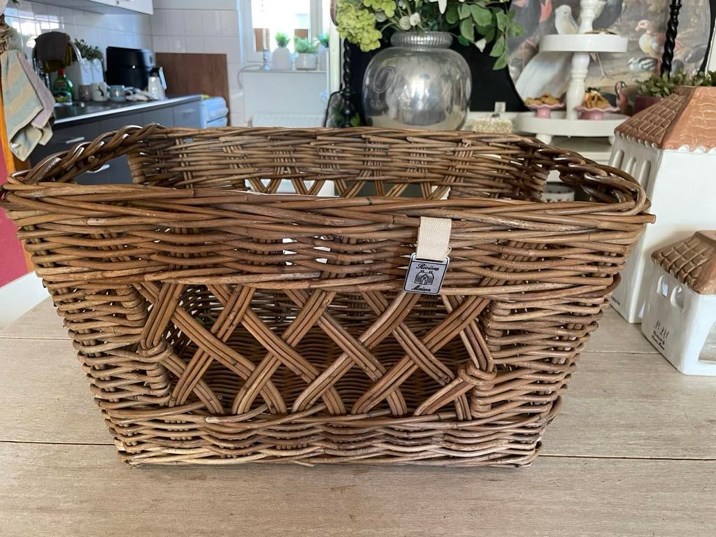 Grote Rattan Mand Riviera maison, Ophalen of Verzenden, Zo goed als nieuw, Rond, Riet
