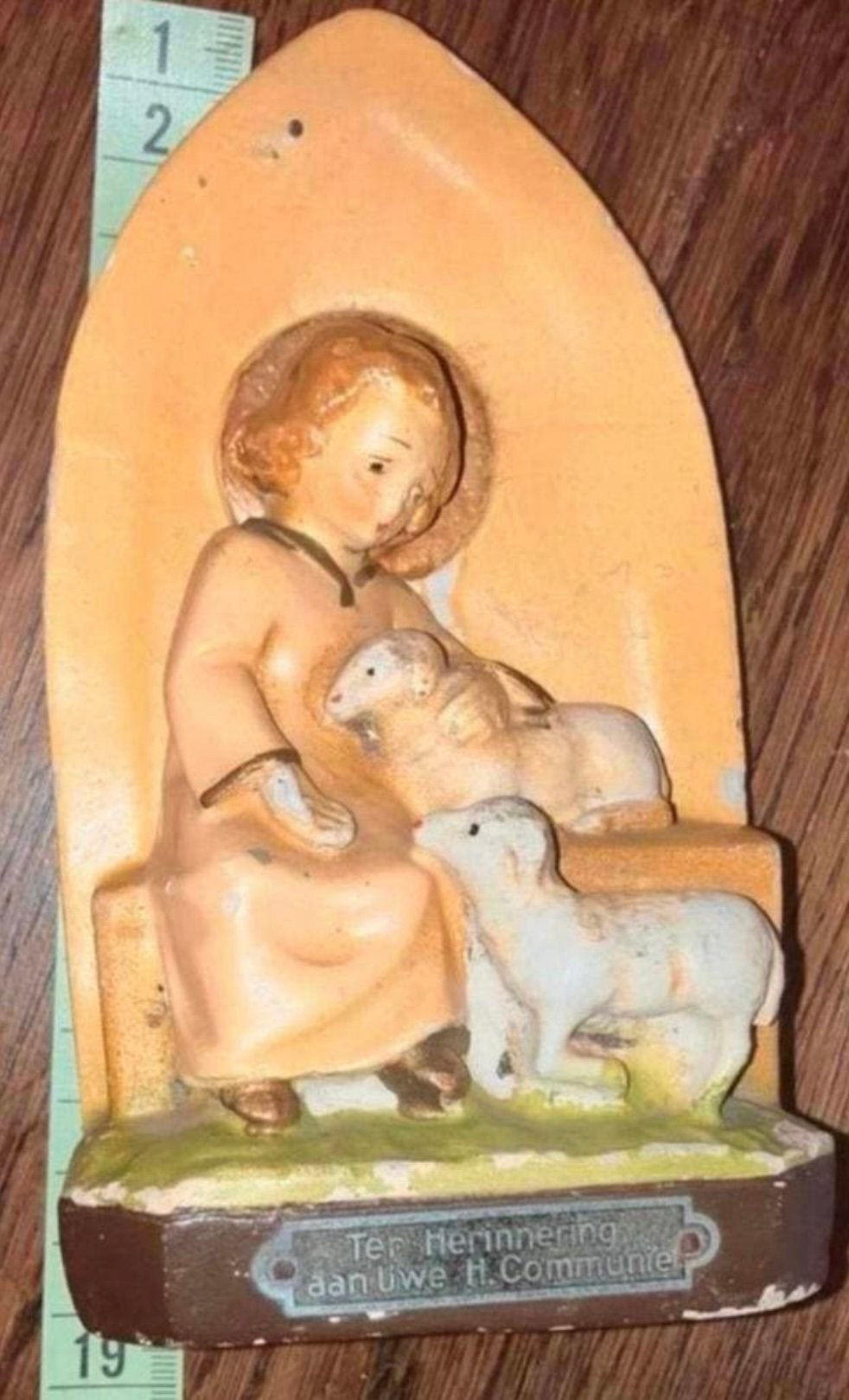 Beeldje  ANTIEK Ter Herinnering Aan Uwe Heilige Communie, Antiek en Kunst, Antiek | Religie, Ophalen of Verzenden