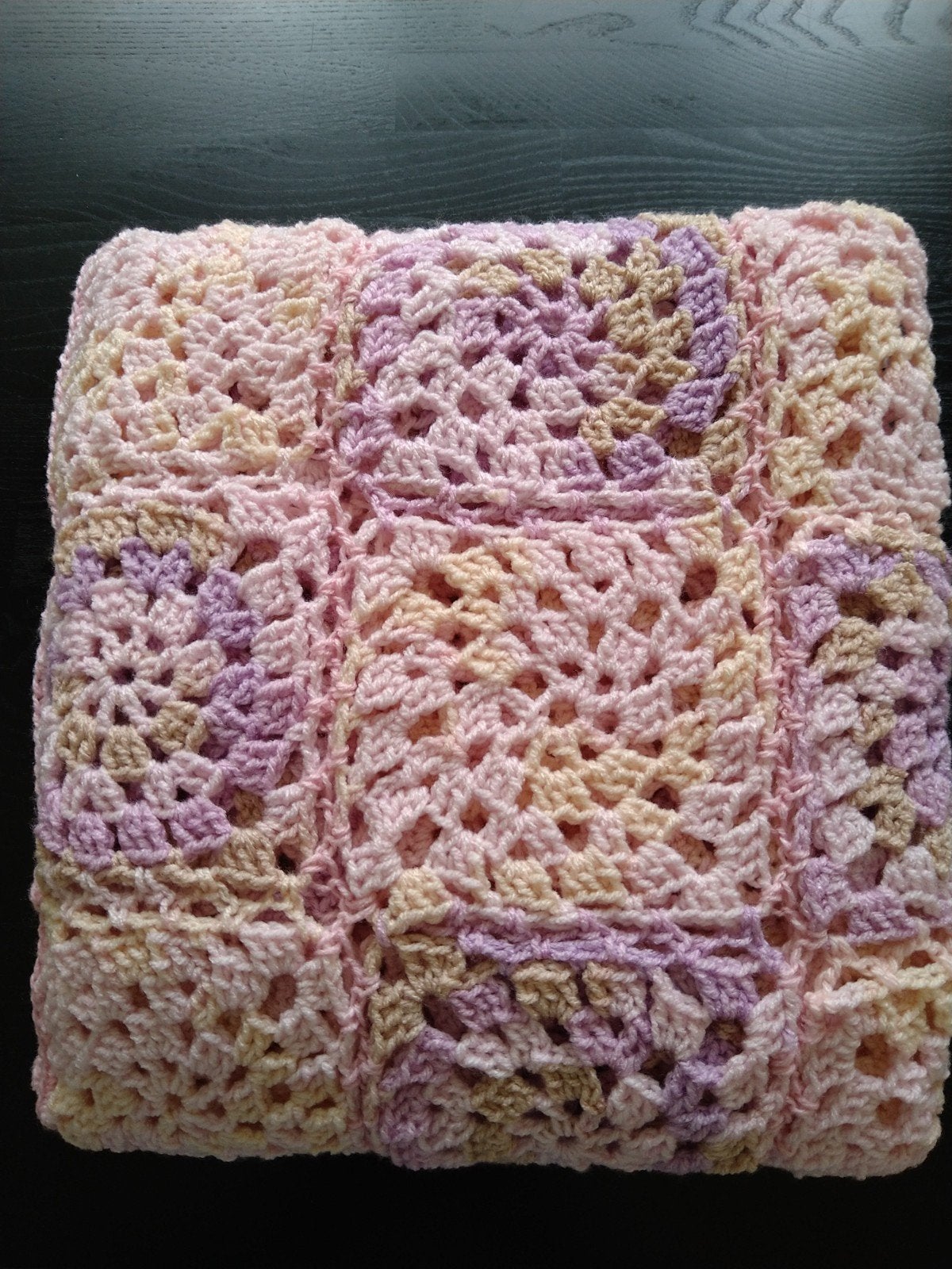 Gehaakte deken * granny squares * pasteltinten, Gehaakt, Acryl, Nieuw, 125 cm