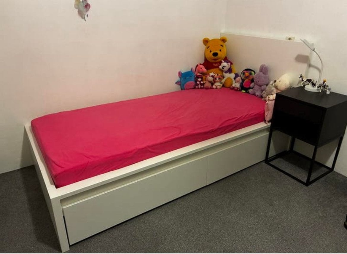 IKEA Malm bed incl bed lades en lattenbodem, Ophalen, 90 cm, Eenpersoons, Wit
