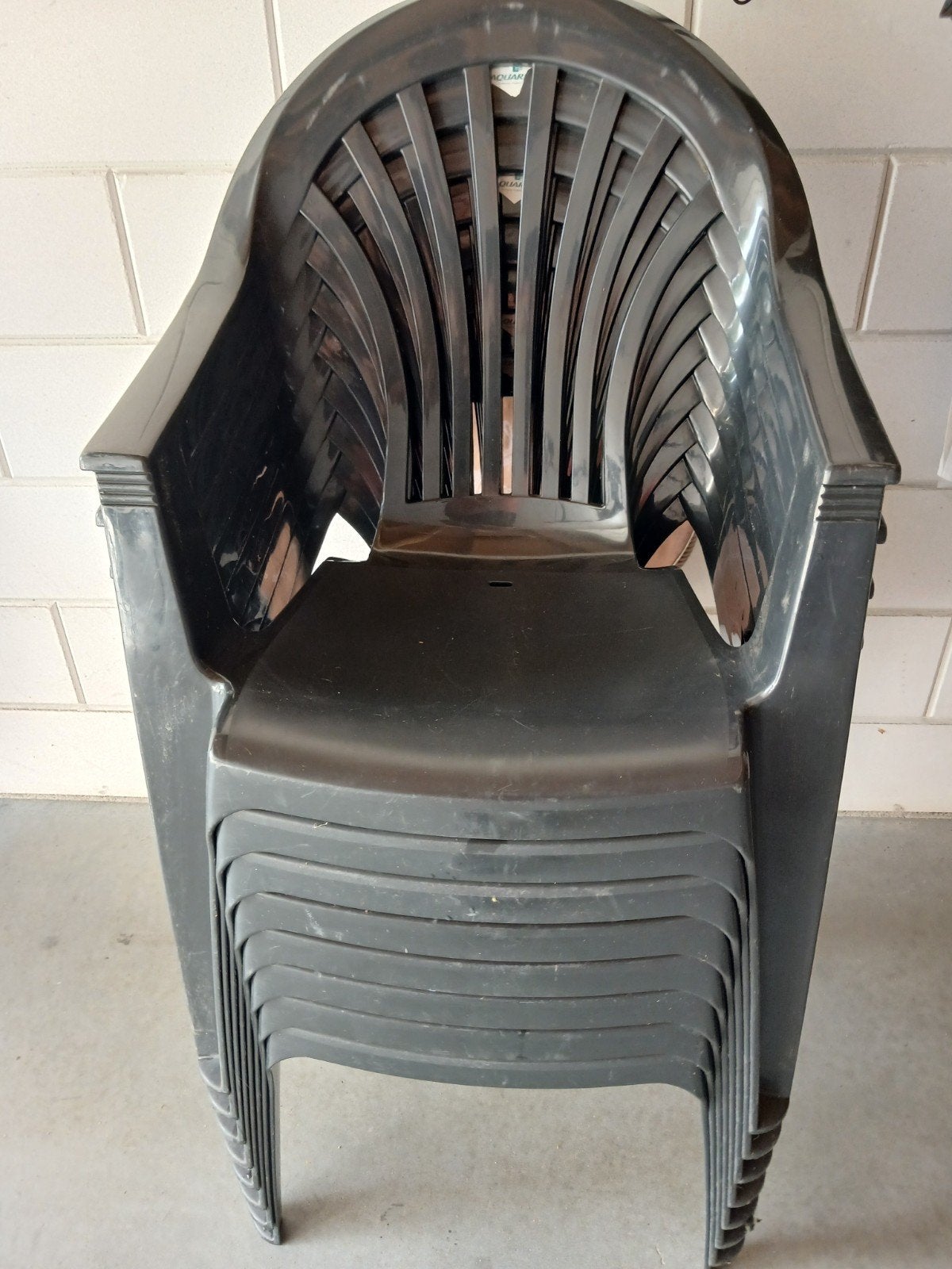 4 tuinstoelen kleur antraciet, Ophalen, Gebruikt, Kunststof