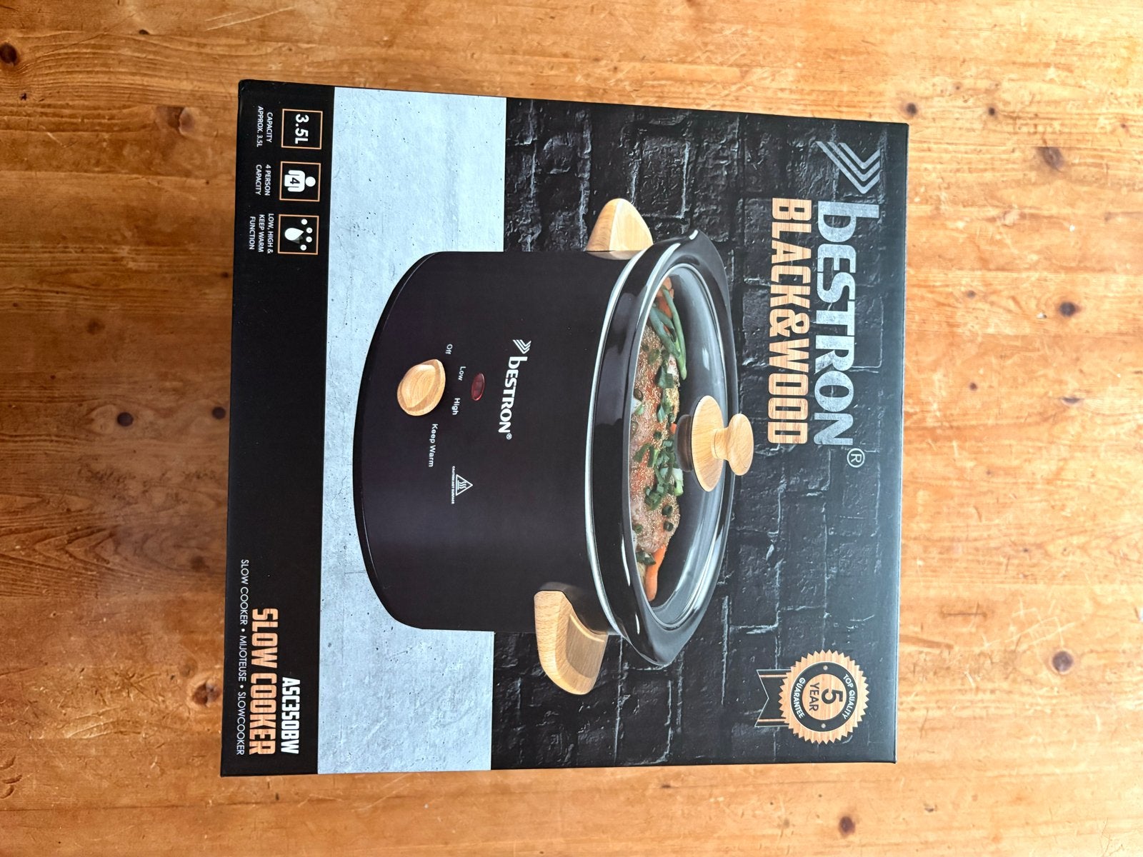 Bestron Black&Wood Slowcooker 3.5L - Nieuw in doos, Ophalen of Verzenden, Nieuw