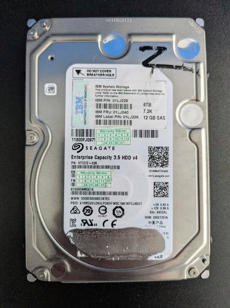 6TB SAS IBM Seagate Enterprise Drive, Computers en Software, Intern, Gebruikt, SAS, Server