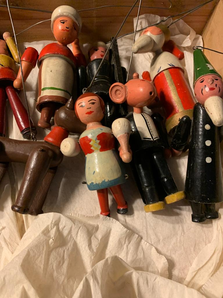 Antieke Erzgebirge Theater Houten Popjes - Handgeschilderd, Gebruikt, Ophalen of Verzenden, N, V